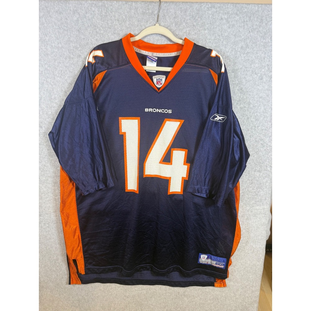 Reebok NFL Denver Broncos Brian Griese 14 Jersey Mens 2XL Navy Blue Orange